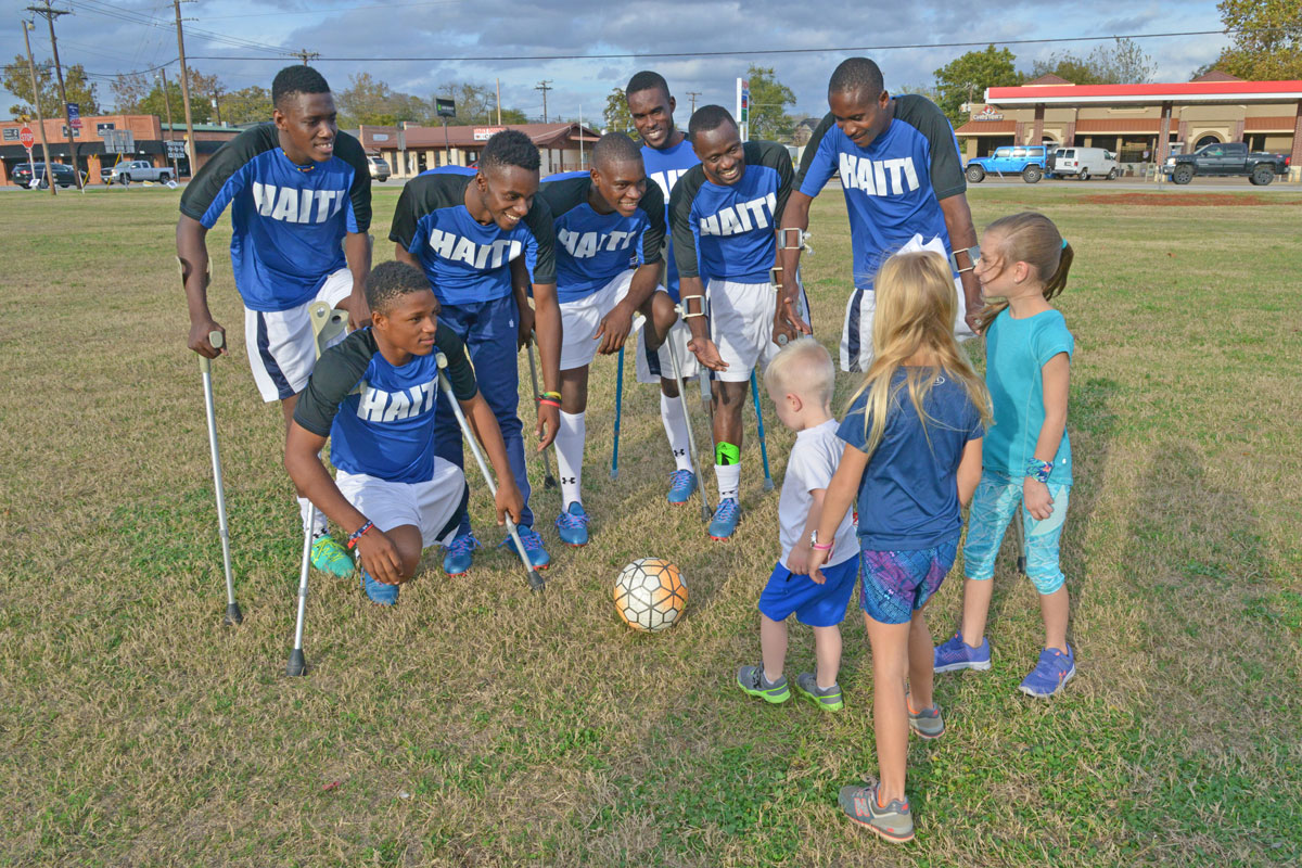 Haiti National Amputee Soccer Team entertains kids in Bullard, TX